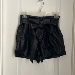 Black pleather shorts